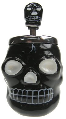 Totenkopf Aschenbecher Halloween Dreh-Aschenbecher schwarz
